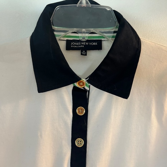 3/4 length sleeve Tee with Navy Collar and cuffs - Picture 4 of 4